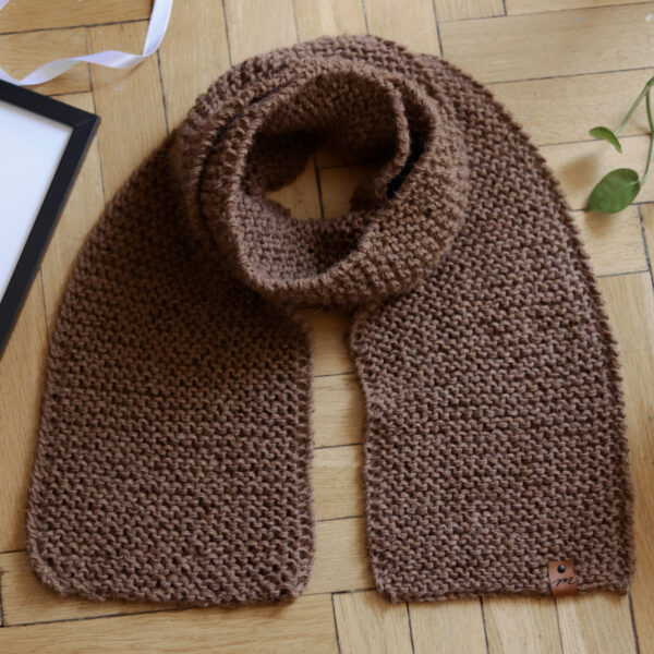 Szalik Lea UNISEX PREMIUM 100% ALPAKA 170 cm wełniany handmade brąz