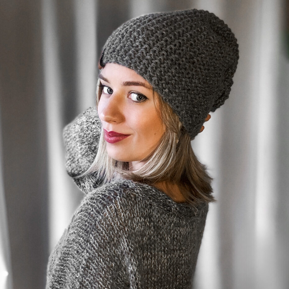 Czapka Lea PREMIUM 100% ALPAKA handmade wełniana szara UNISEX