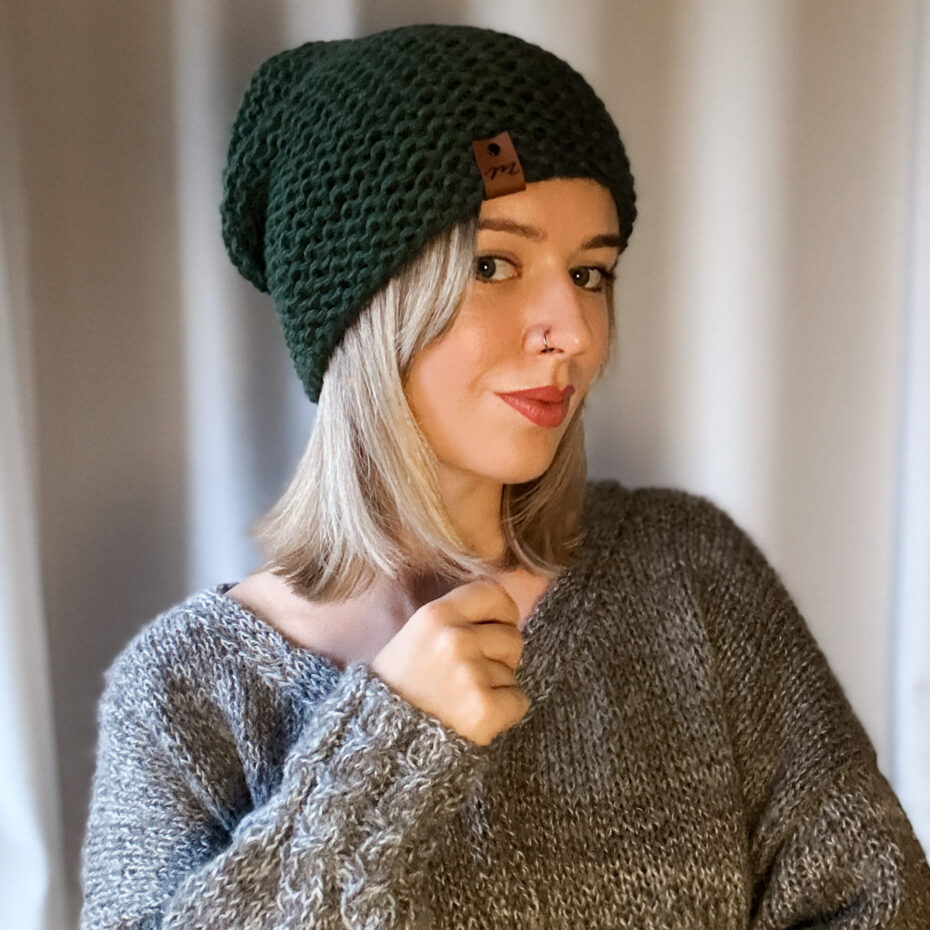 Czapka Lea PREMIUM 100% ALPAKA handmade wełniana zielona UNISEX