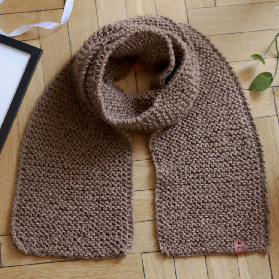 Szalik Lea UNISEX PREMIUM 100% ALPAKA 170 cm wełniany handmade beżowy