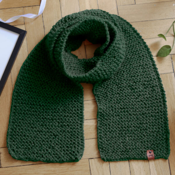 Szalik Lea UNISEX PREMIUM 100% ALPAKA 170 cm wełniany handmade zielony