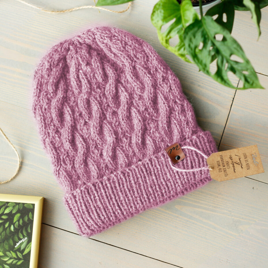 Czapka Mia UNISEX wełniana handmade PREMIUM 100% alpaka różowa